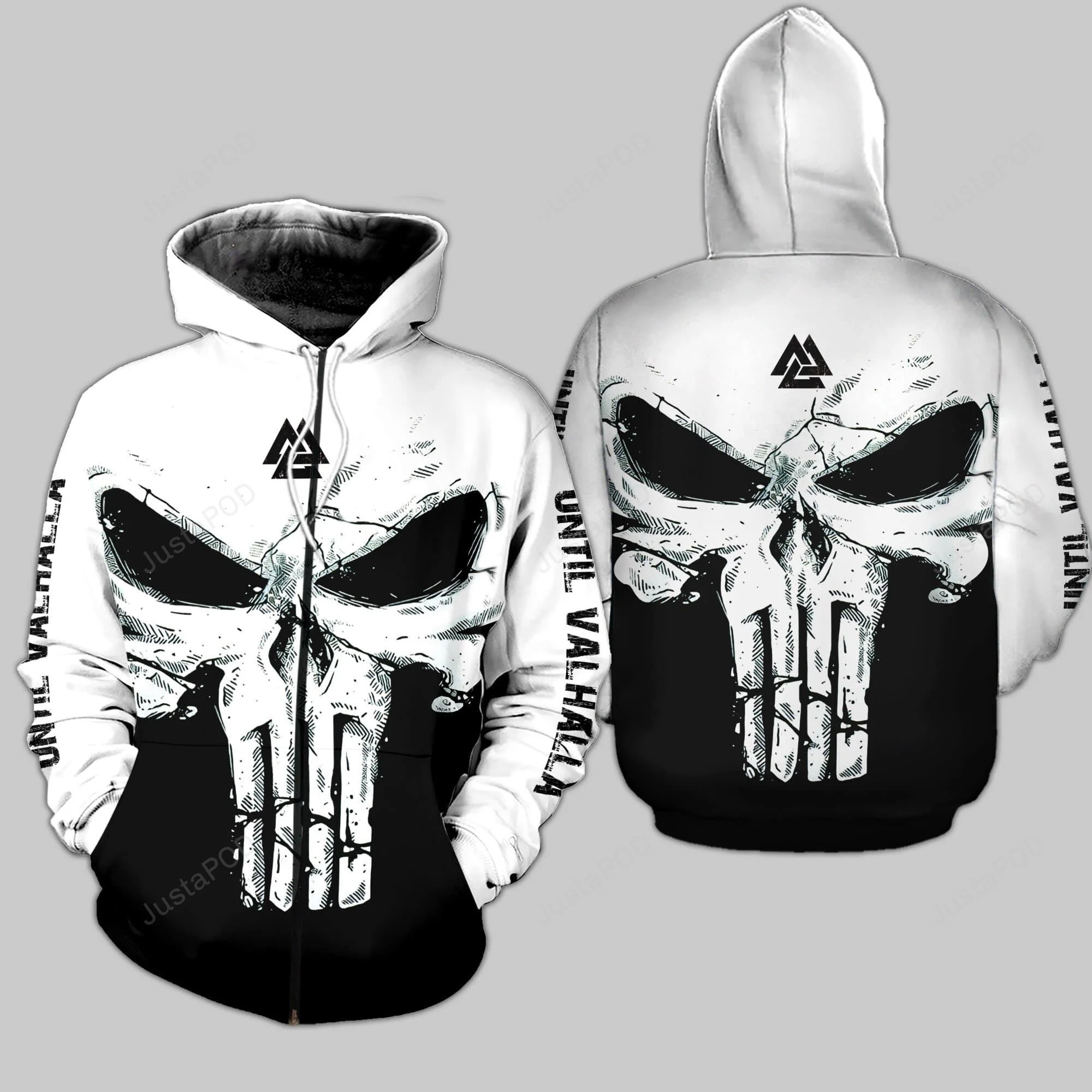 Skull Warrior Tattoo Viking Until Valhalla 3D All Print Hoodie, Zip- Up Hoodie HZ0501
