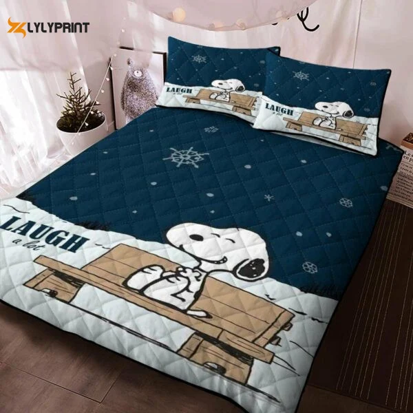 Peanuts Snoopy Laugh A Lot, Snoopy Fan Gift, Snoopy Duvet Quilt Bedding Set 799 ,  Soft Quilt, King Size, All Season Cozy Quilt QB0901