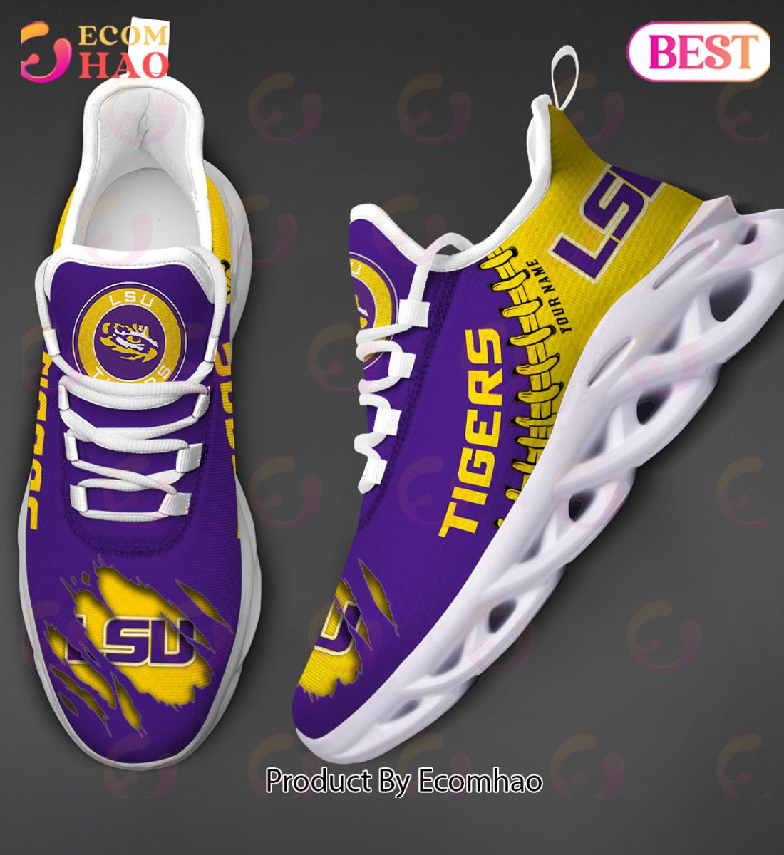 LSU Tigers Max Soul Shoes Custom Name  Unisex sneakers MS0601