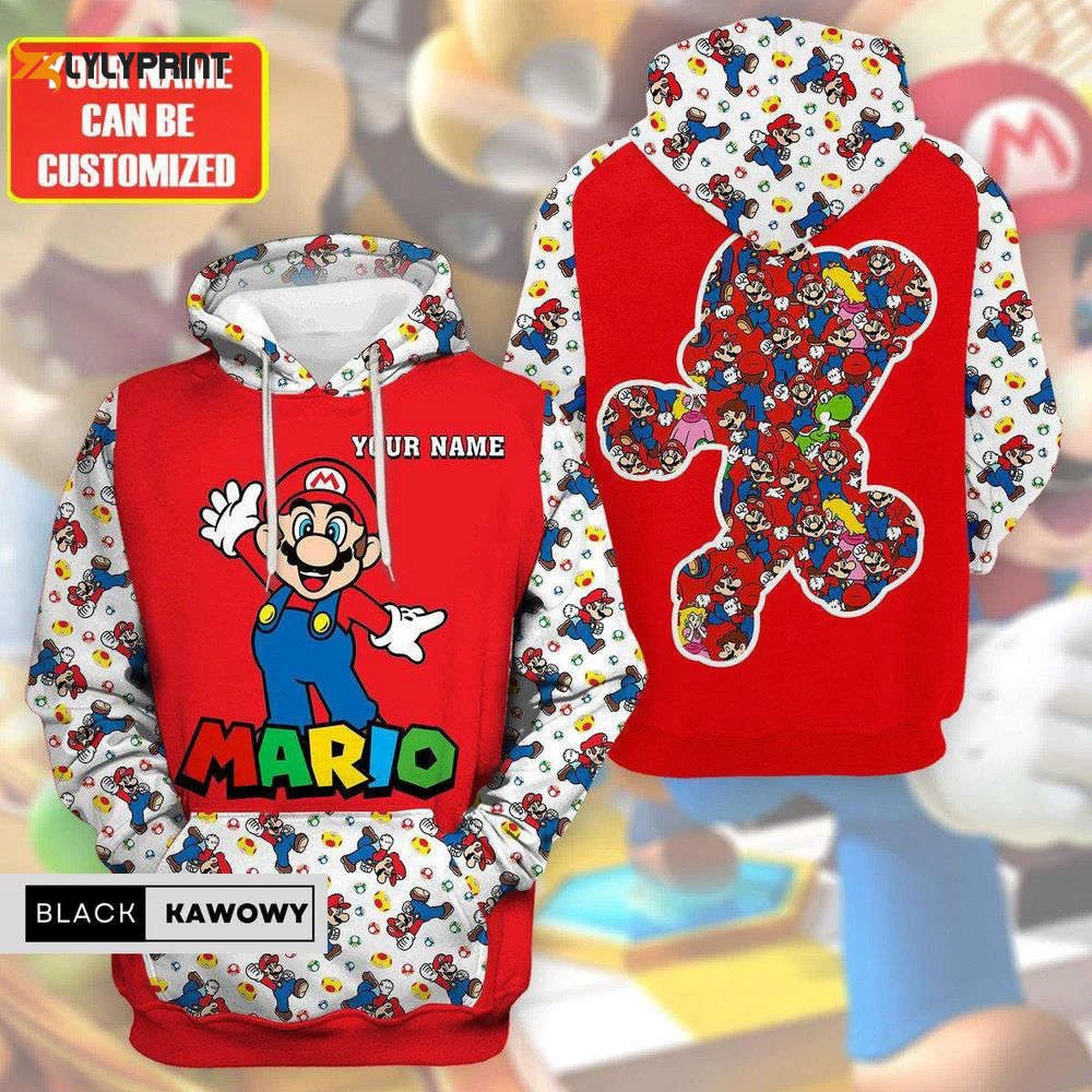 Mario Hoodie, Super Mario Hoodie, Personalized Mario Hoodie HZ0501