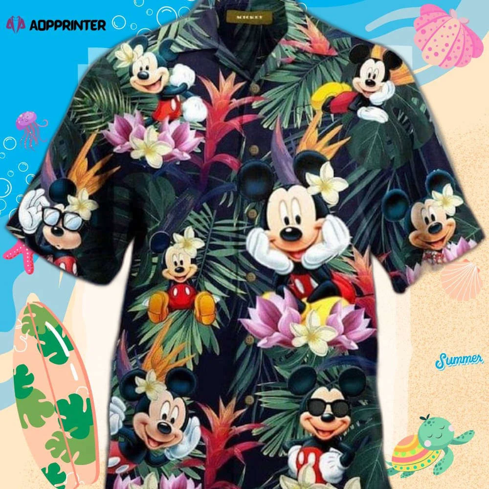 Mickey Mouse Hawaiian Shirt, Mickey Tropical Shirt, Mickey Hibiscus Beach Shirt HW0601