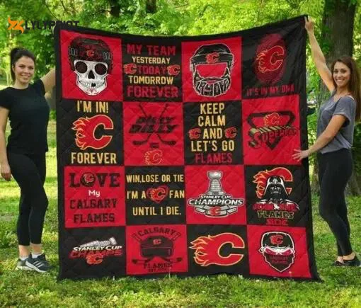 Calgary Flames Quilt Blanket For Fans Home Decor Gift , Soft Quilt, King Size, All Season Cozy Quilt QB0901