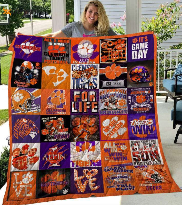 Clemson Tigers Quilt Blanket For Fans Home Decor Gift , Soft Quilt, King Size, All Season Cozy Quilt QB0901