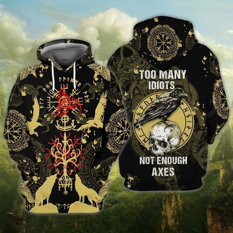 Viking Raven And Skull 3D All Over Print Hoodie, Zip-up Hoodie HZ0501