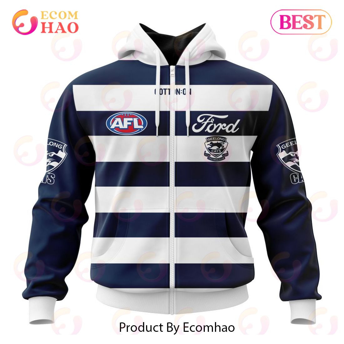AFL Geelong Cats Home Kits 2023 3D Hoodie, Zip Hoodie, Man - Women, Warm, Premium Quality HZ0501