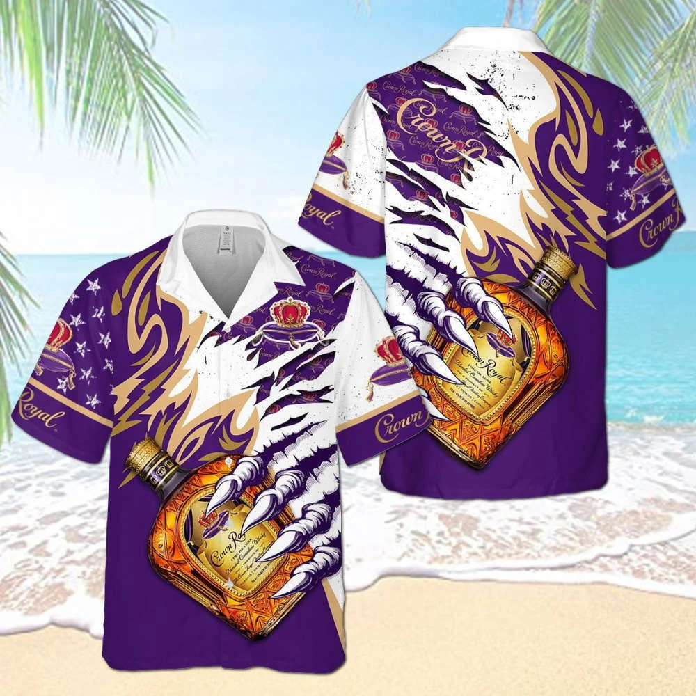 Crown Royal Claws Usa Flag Pattern Hawaiian Shirt Summer Holiday HW0601