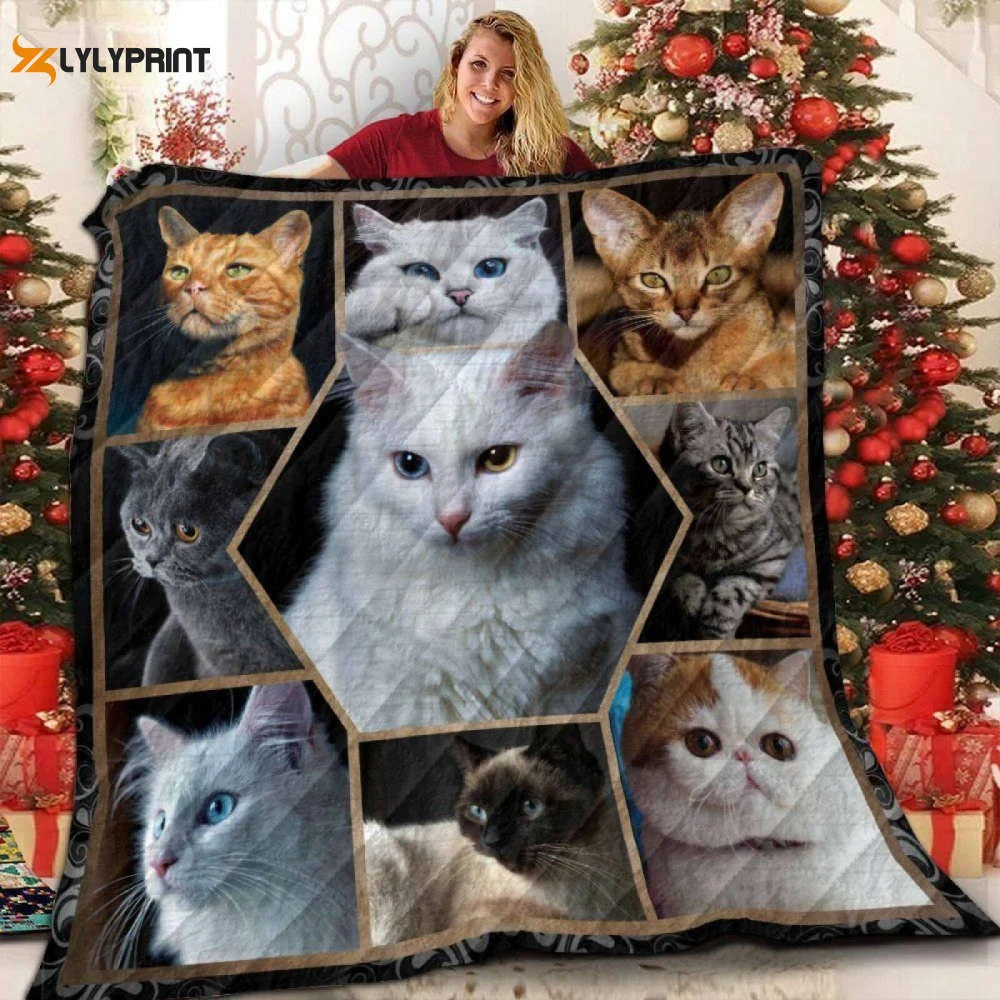 Cat Hexa 3D Customized Quilt , Soft Quilt, King Size, All Season Cozy Quilt QB0901