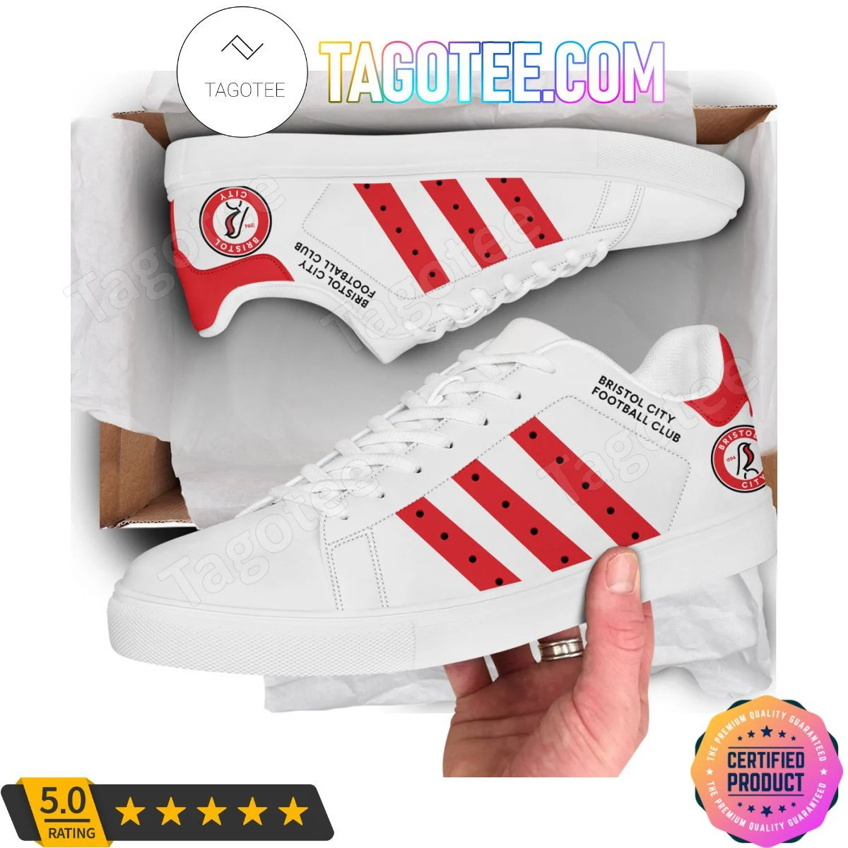 EFL Bristol City FC White Stan Smith Shoes , Trendy Style Sneakers ST0801