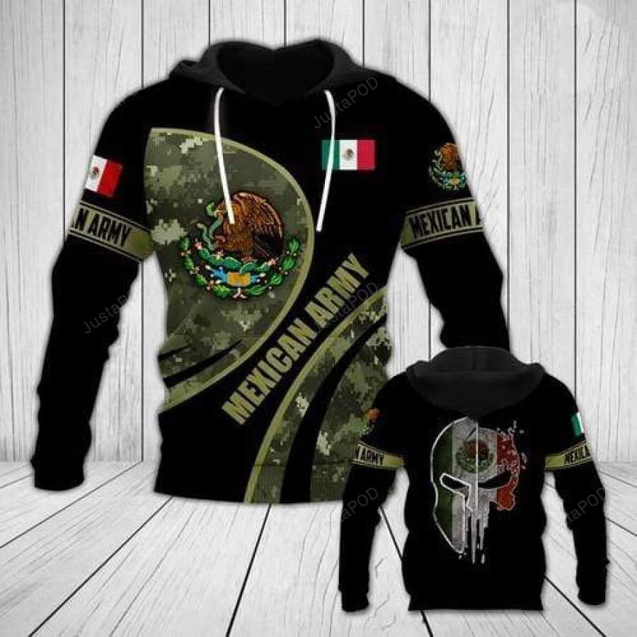 Mexican Army Mexico Flag Skull 3D All Print Hoodie, Zip- Up Hoodie HZ0501