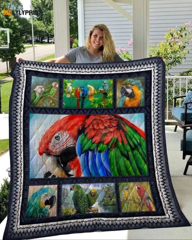 Parrot Colorful 3D Customized Quilt , Soft Quilt, King Size, All Season Cozy Quilt QB0901