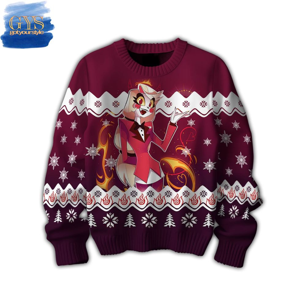 Hazbin Hotel Charlie Magne Ugly Christmas Sweater , Cozy Soft Unisex Pullover SW0601