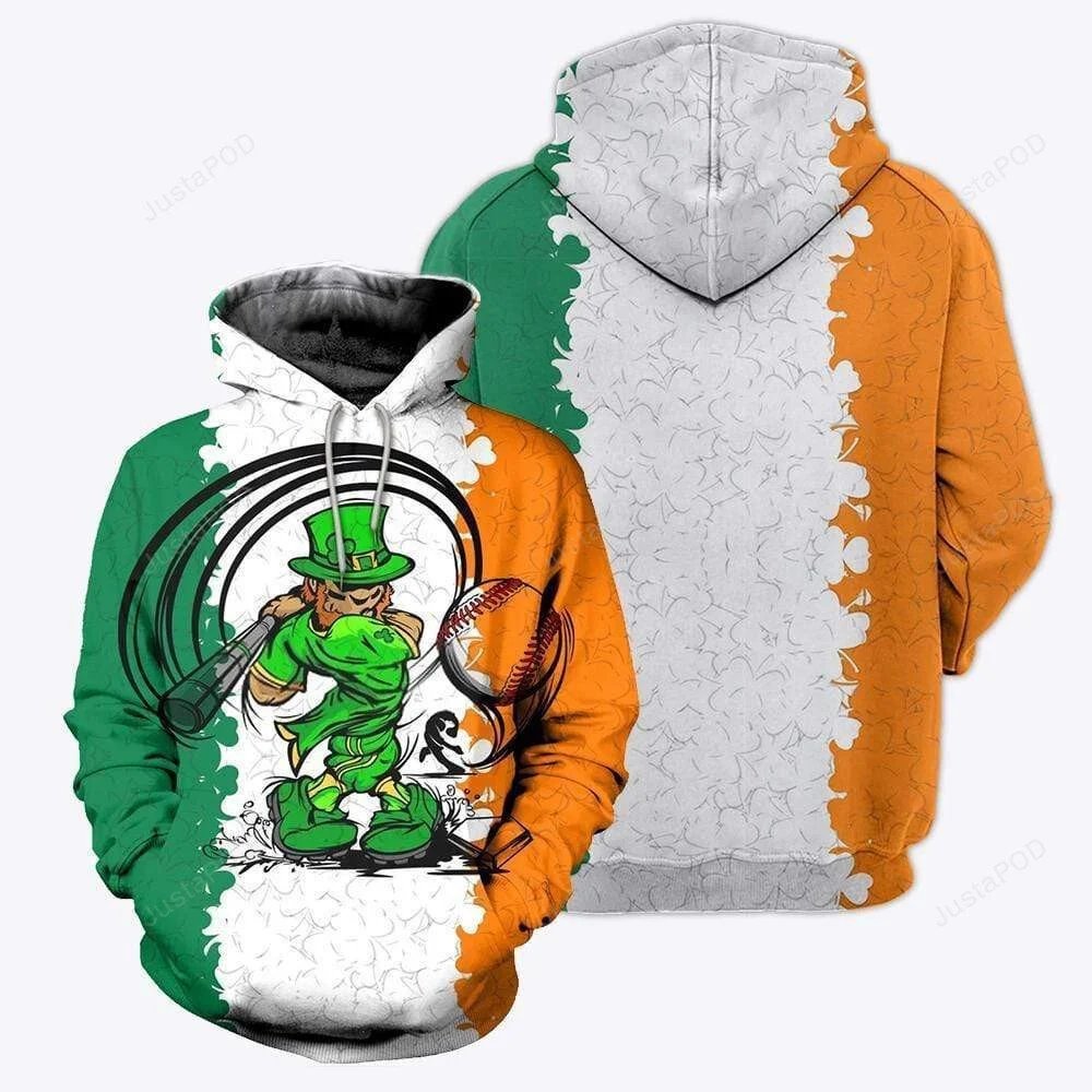 Irish Happy St. Patrick's Day Baseball Batting 3D All Print Hoodie, Zip- Up Hoodie HZ0501