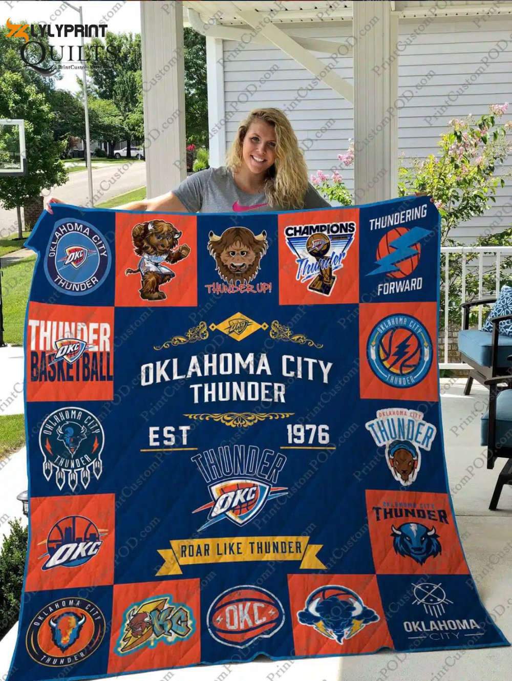 Oklahoma City Thunder 2 Quilt Blanket For Fans Home Decor Gift , Soft Quilt, King Size, All Season Cozy Quilt QB0901