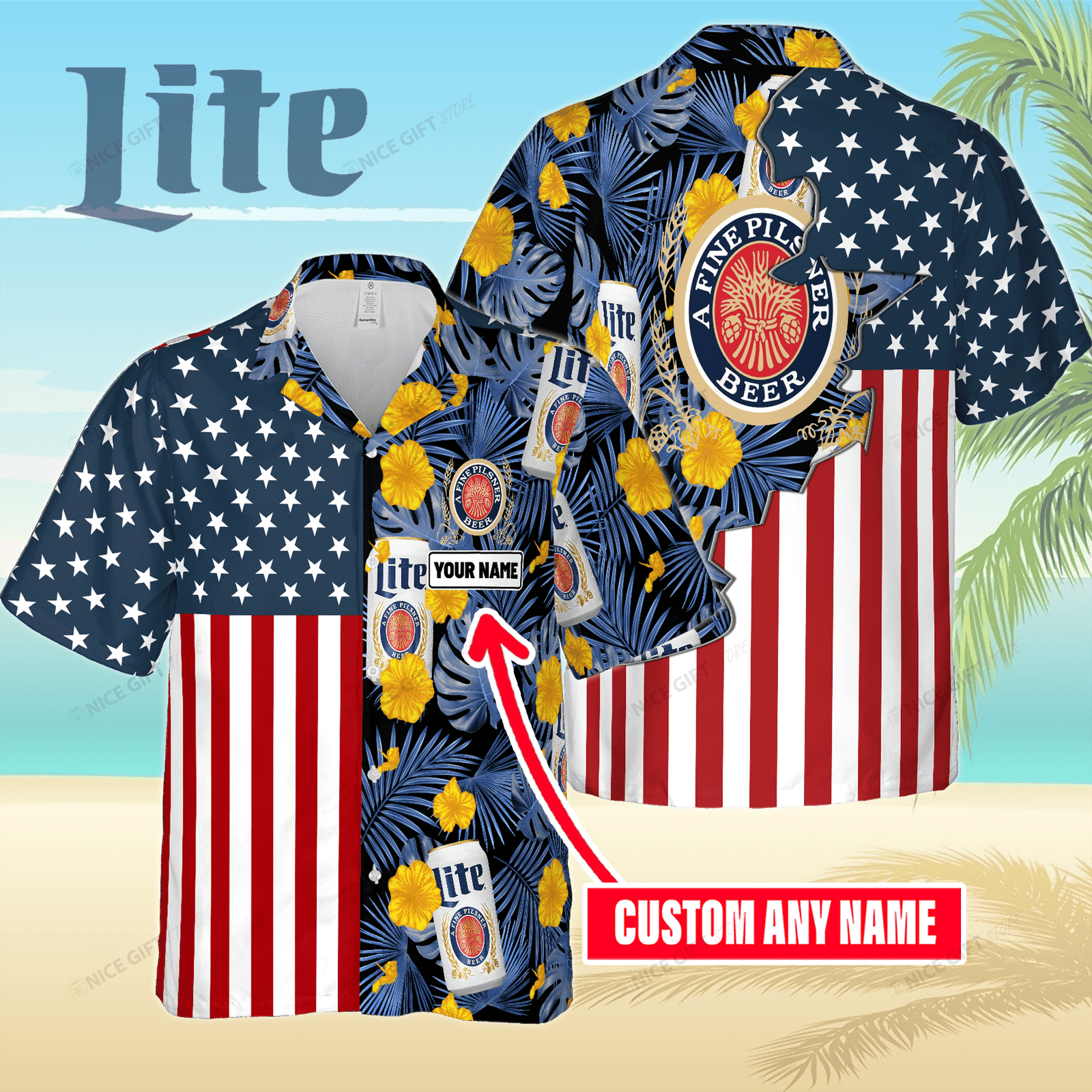 Miller Lite Custom Name Hawaiian Shirt For Men And Women HW0601
