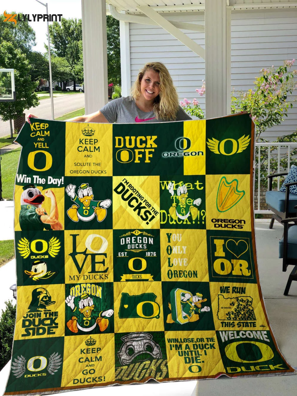 Oregon Ducks Quilt Blanket For Fans Home Decor Gift , Soft Quilt, King Size, All Season Cozy Quilt QB0901