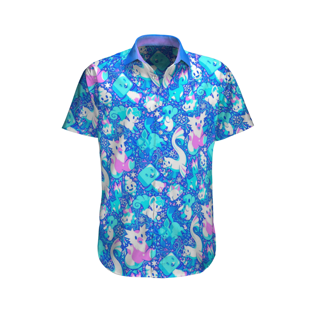 Pokemon Neon Color Hawaii Shirt Summer 2023 Hot HW0601