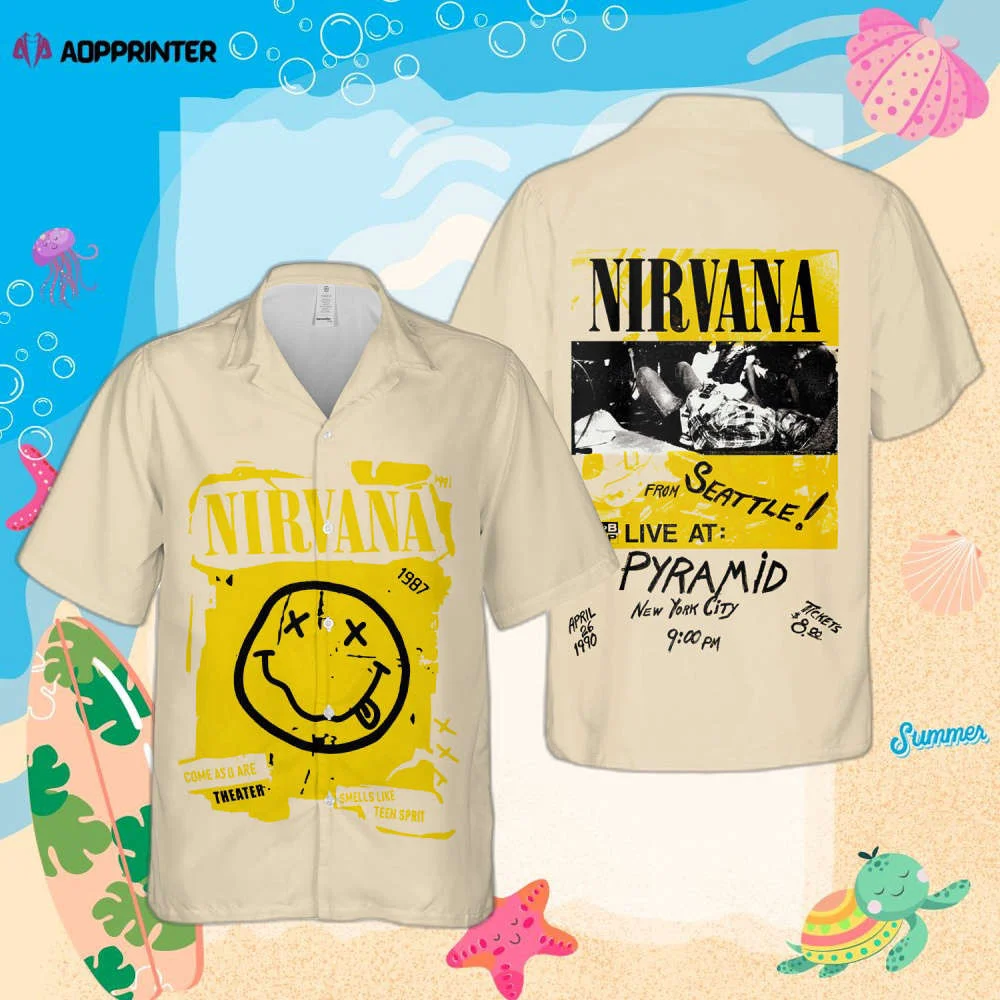 Nirvana Merch Art From Seattle Live At Pyramid Cuban Shirt Premium Unique Hawaiian Shirt HW0601