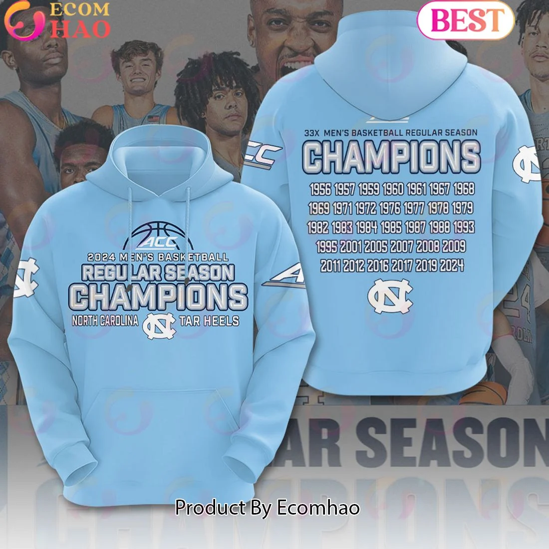 2024 Men's Basketball Regular Season Champions North Carolina Tar Heels Hoodie, Zip Hoodie, Man - Women, Warm, Premium Quality HZ0501