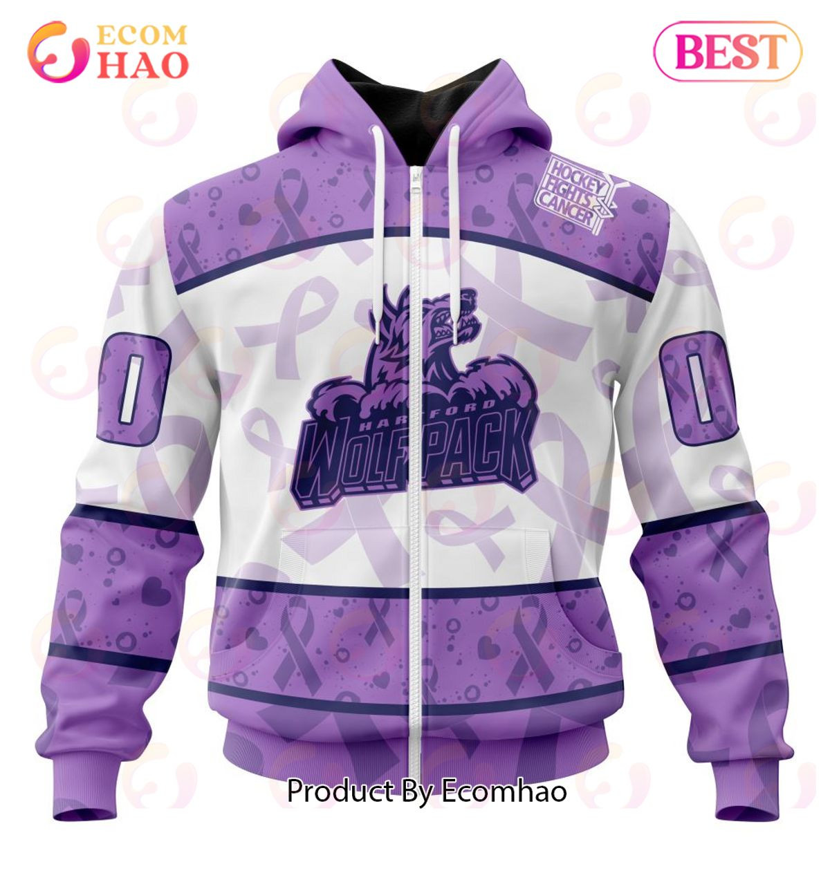 AHL Hartford Wolf Pack Special Lavender Fight Cancer 3D Hoodie, Zip Hoodie, Man - Women, Warm, Premium Quality HZ0501