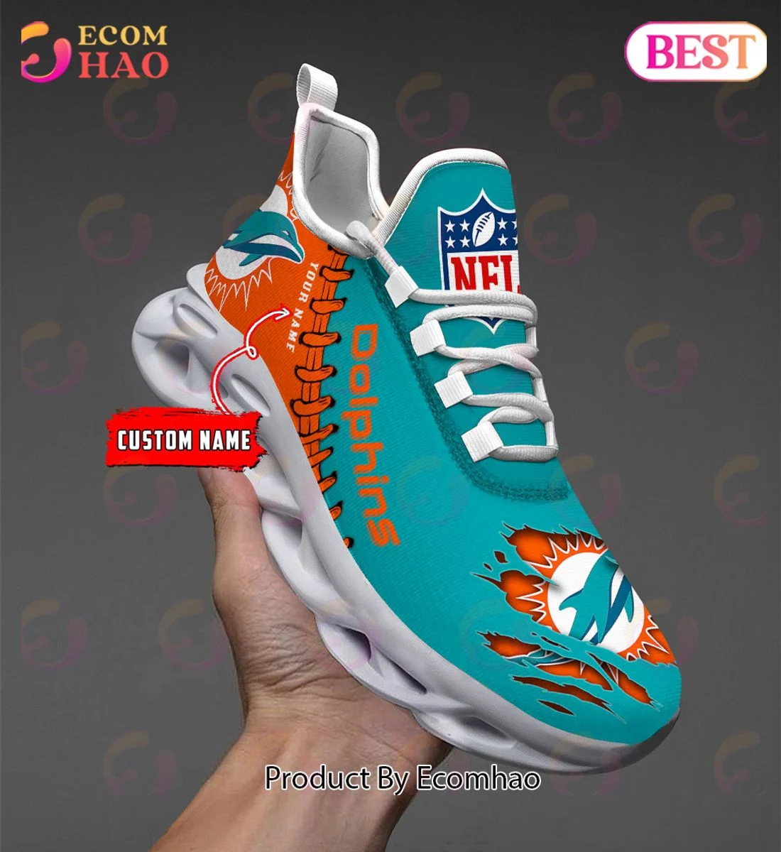 Miami Dolphins Max Soul Shoes Custom Name  Unisex sneakers MS0601