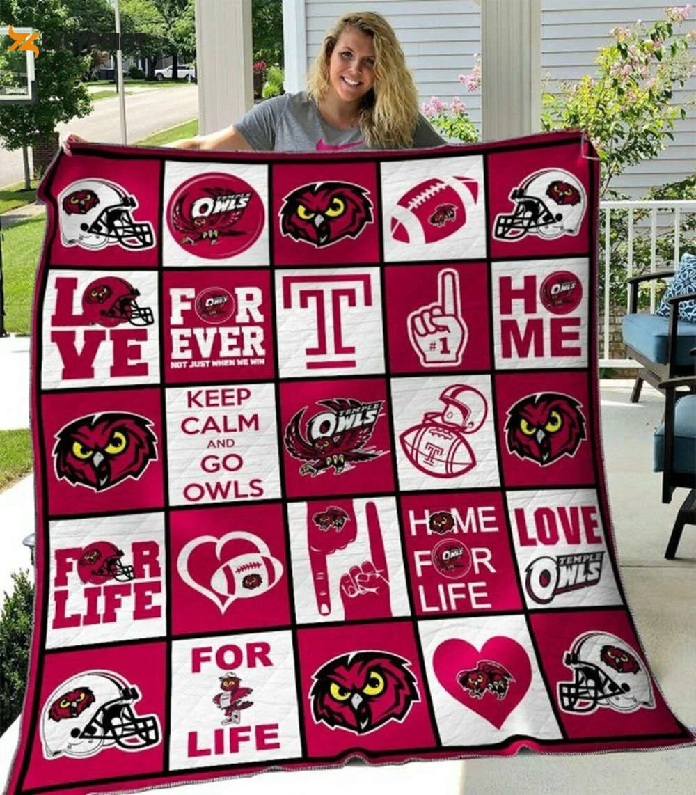 Temple Owls Quilt Blanket For Fans Home Decor Gift , Soft Quilt, King Size, All Season Cozy Quilt QB0901