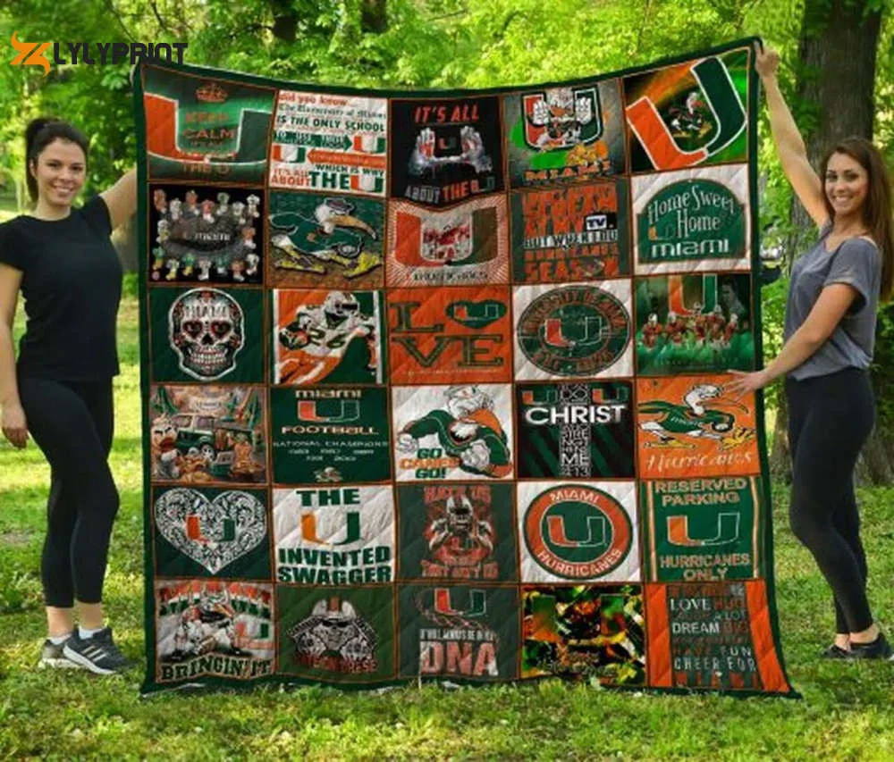 Miami Hurricanes 3 Quilt Blanket For Fans Home Decor Gift , Soft Quilt, King Size, All Season Cozy Quilt QB0901