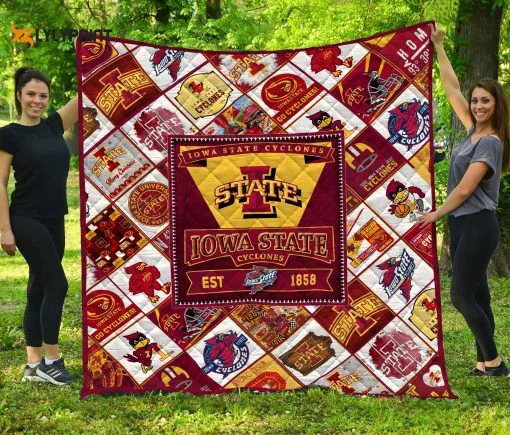 Iowa State Cyclone 2 Quilt Blanket For Fans Home Decor Gift ,  Soft Quilt, King Size, All Season Cozy Quilt QB0901