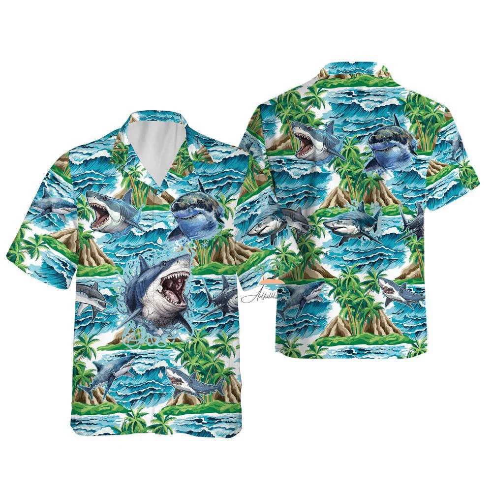 Shark Hawaiian Shirt, Gift For Men And Women, Beach Party Shark Aloha Hawaii Shirt HW0601