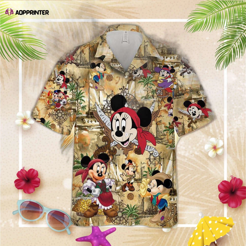 Minnie Mouse Pirate Hawaiian Shirt, Mickey Mouse Hawaiian Shirt, Gift For Men Women HW0601