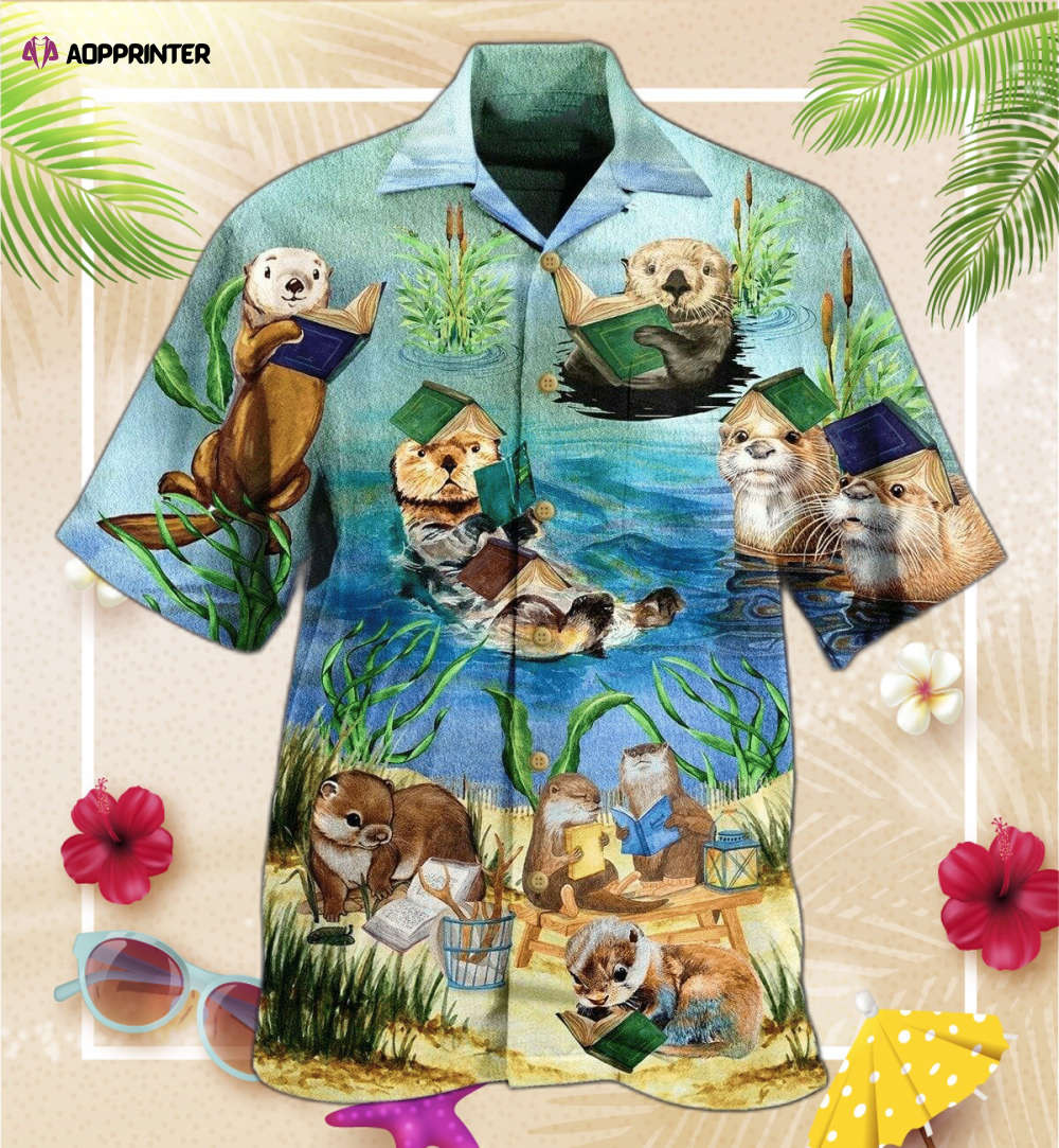 Cute Otter Reading Book Hawaiian Shirt, Gift For Men Womens HW0601